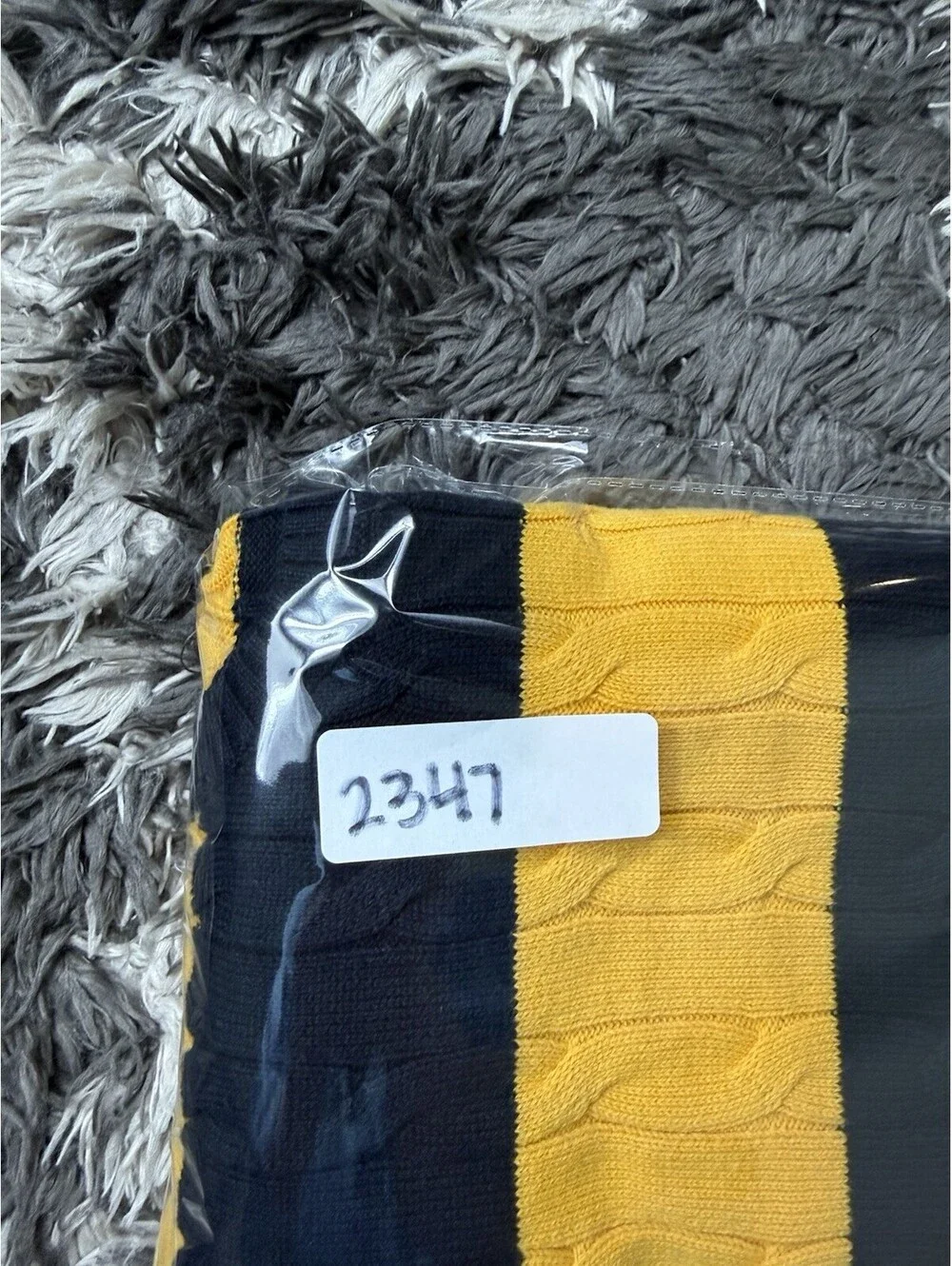 Nautica Men Medium Cable Knit Sweater Yellow Blue Striped Medium Crewneck
